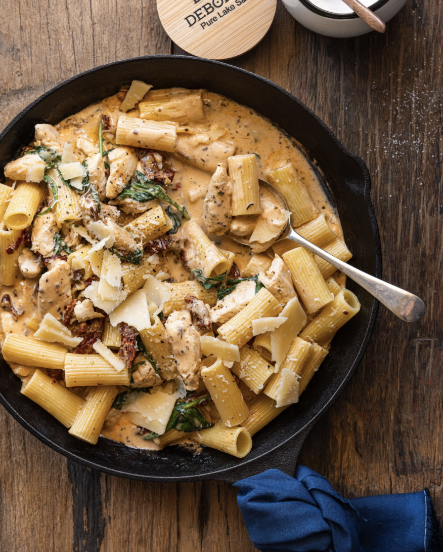 creamy tuscan chicken pasta.