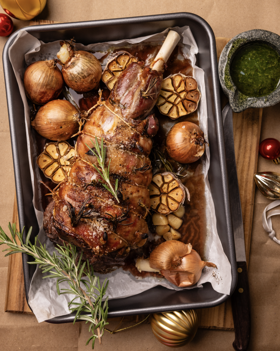 classic sunday roast lamb.