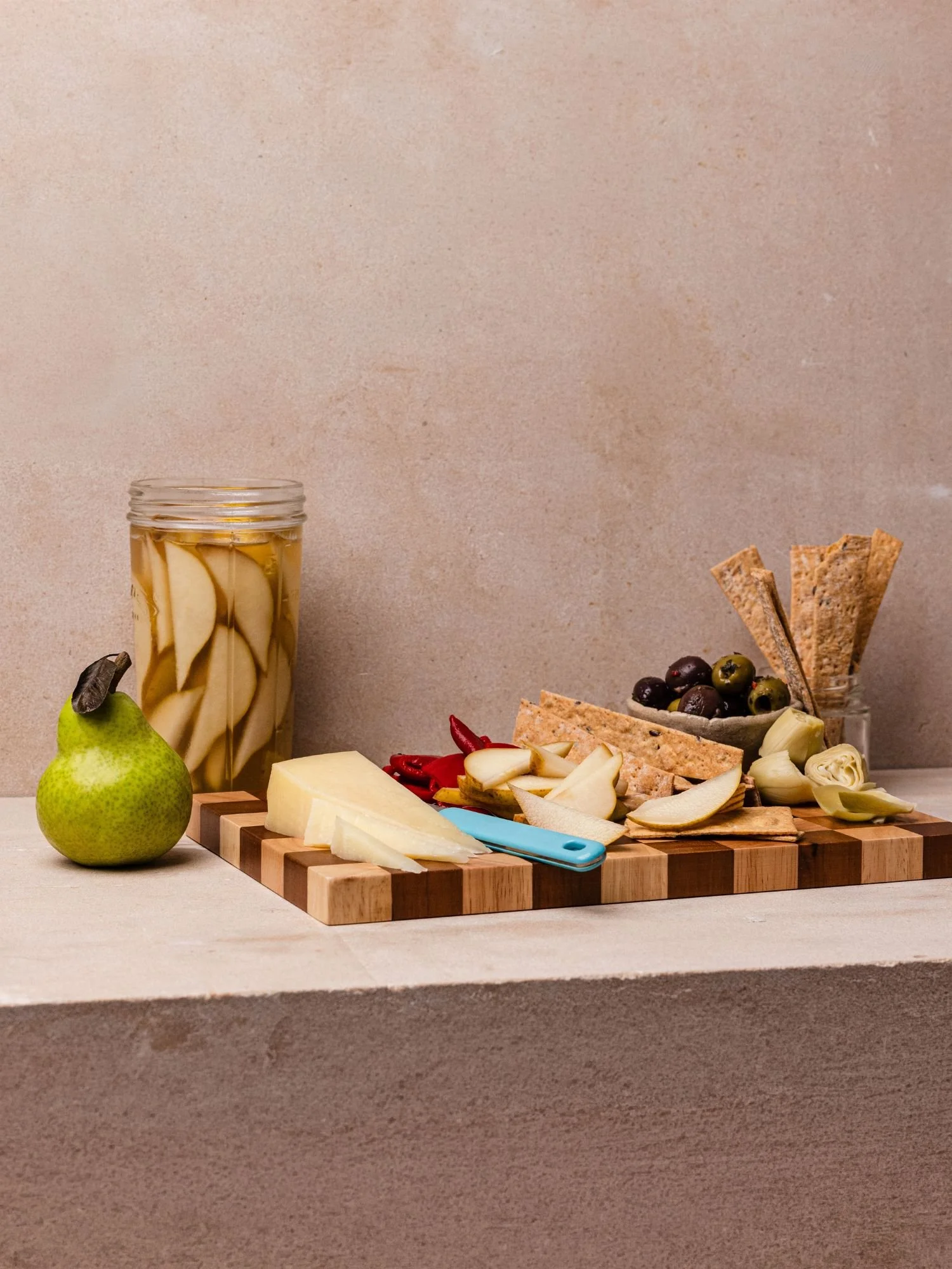 Australian Pears pickled pears and cheeseboard