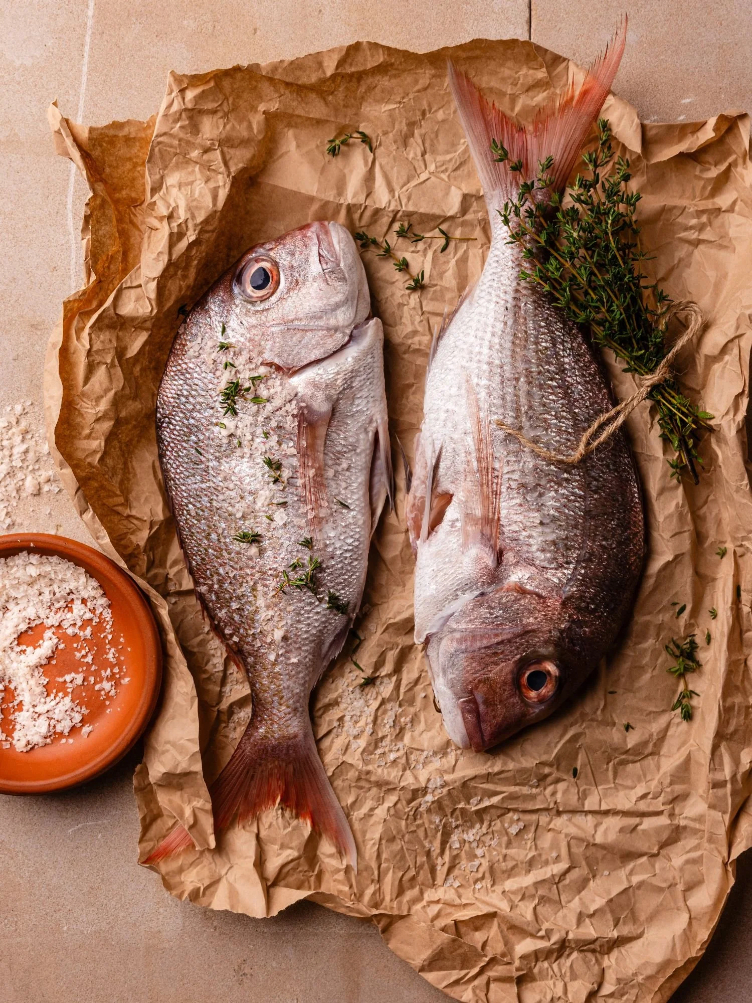 Whole baked snapper with Murray River Salt