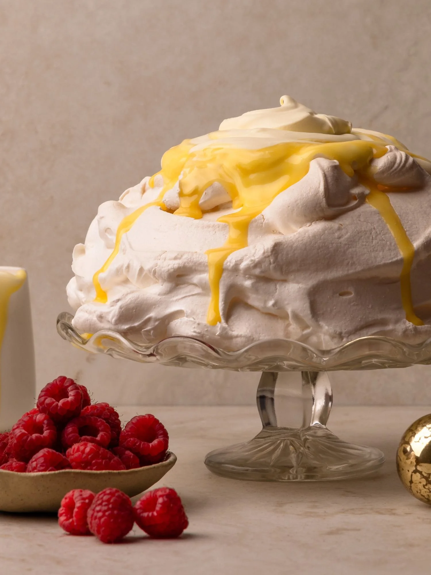Pavlova with lemon curd and fresh raspberries, Dairy Australia