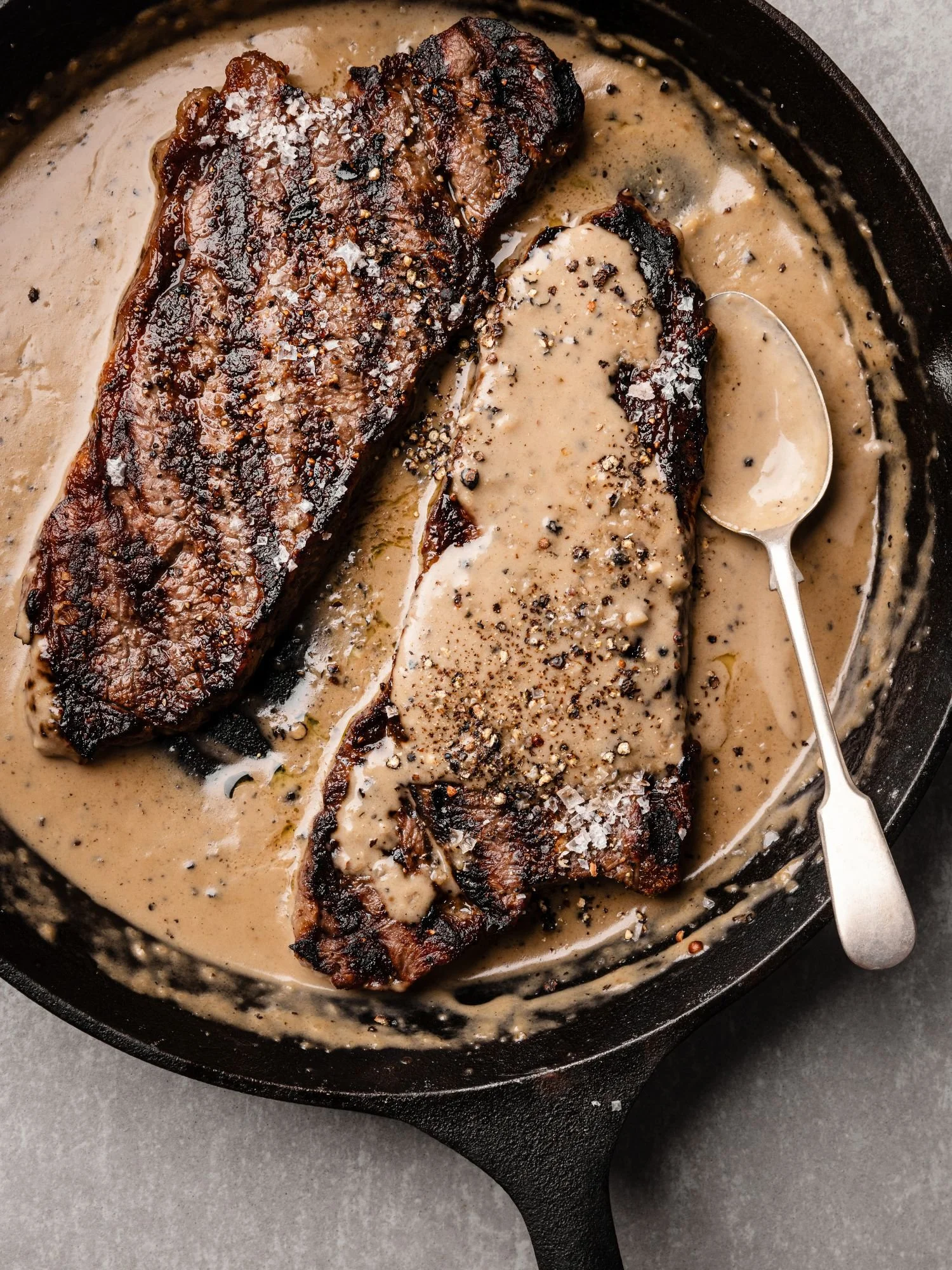 Meat on James Street creamy peppercorn wagyu steak in a pan