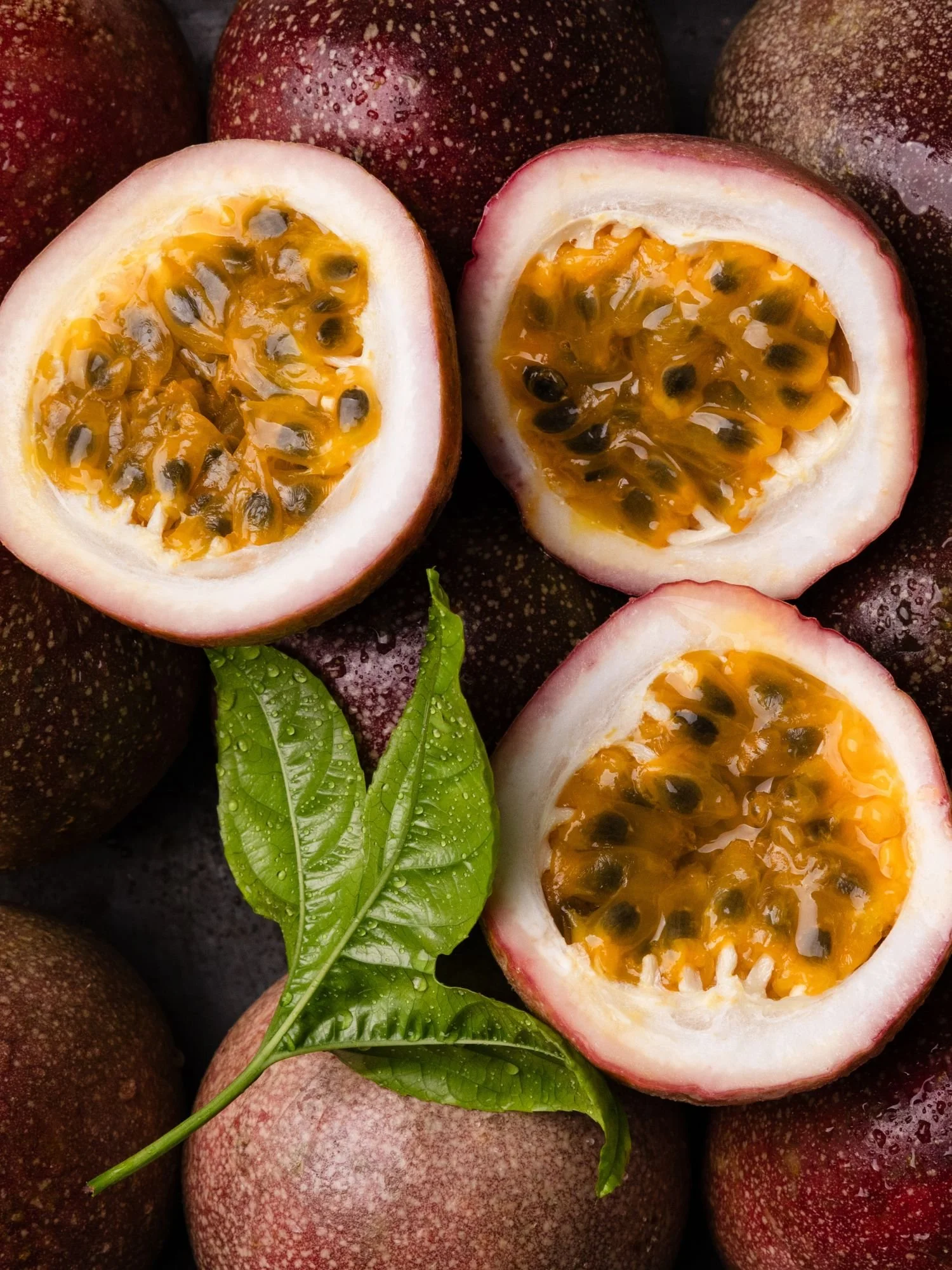 Cut open Australian passionfruit