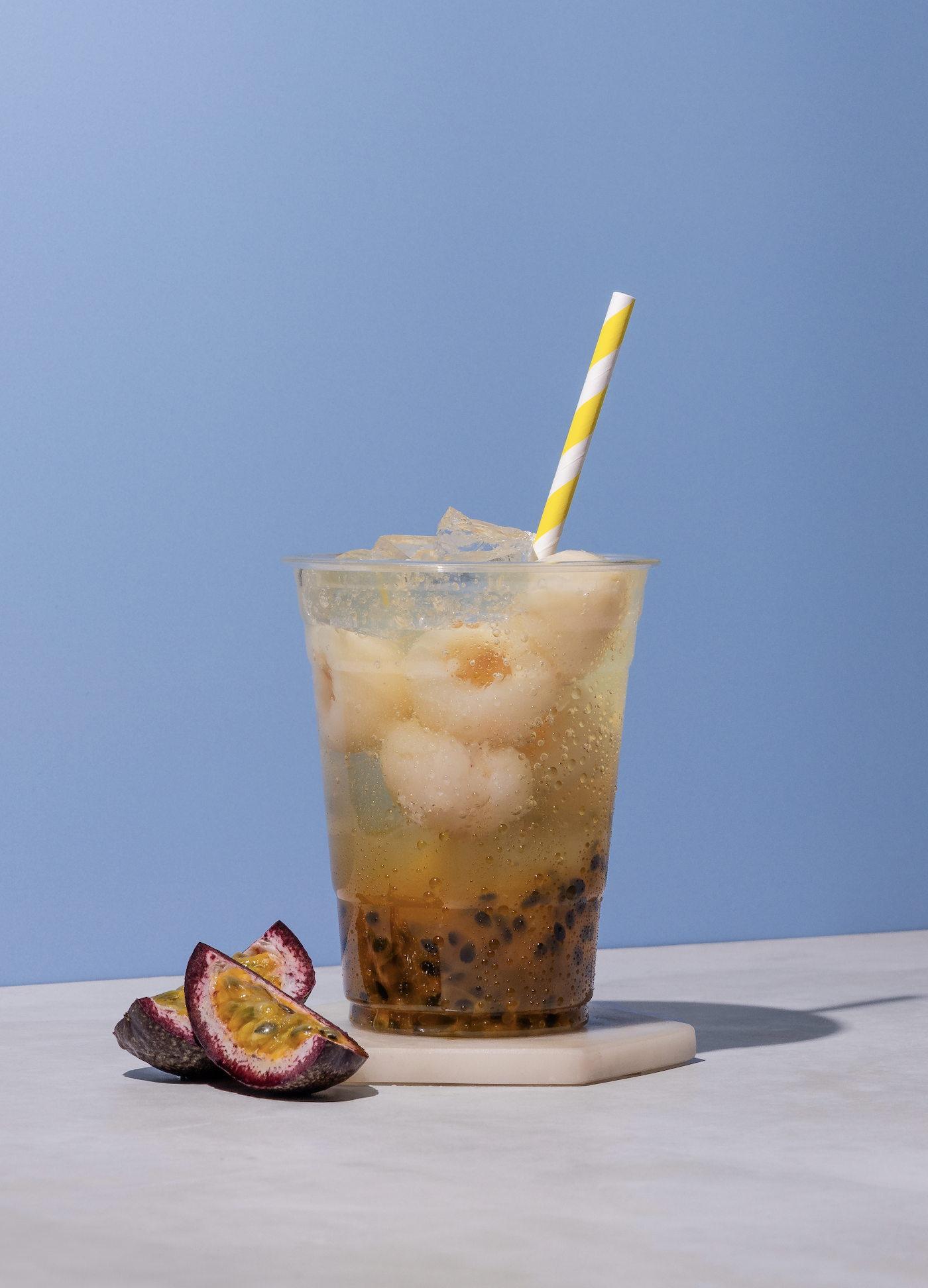 lychee & passionfruit soda.