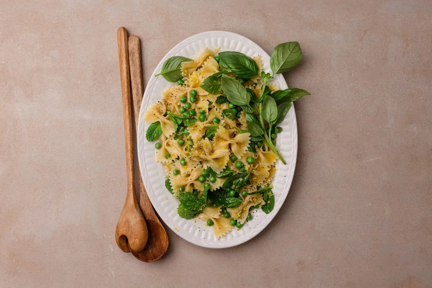 spring pea, lemon & herb bowtie pasta.