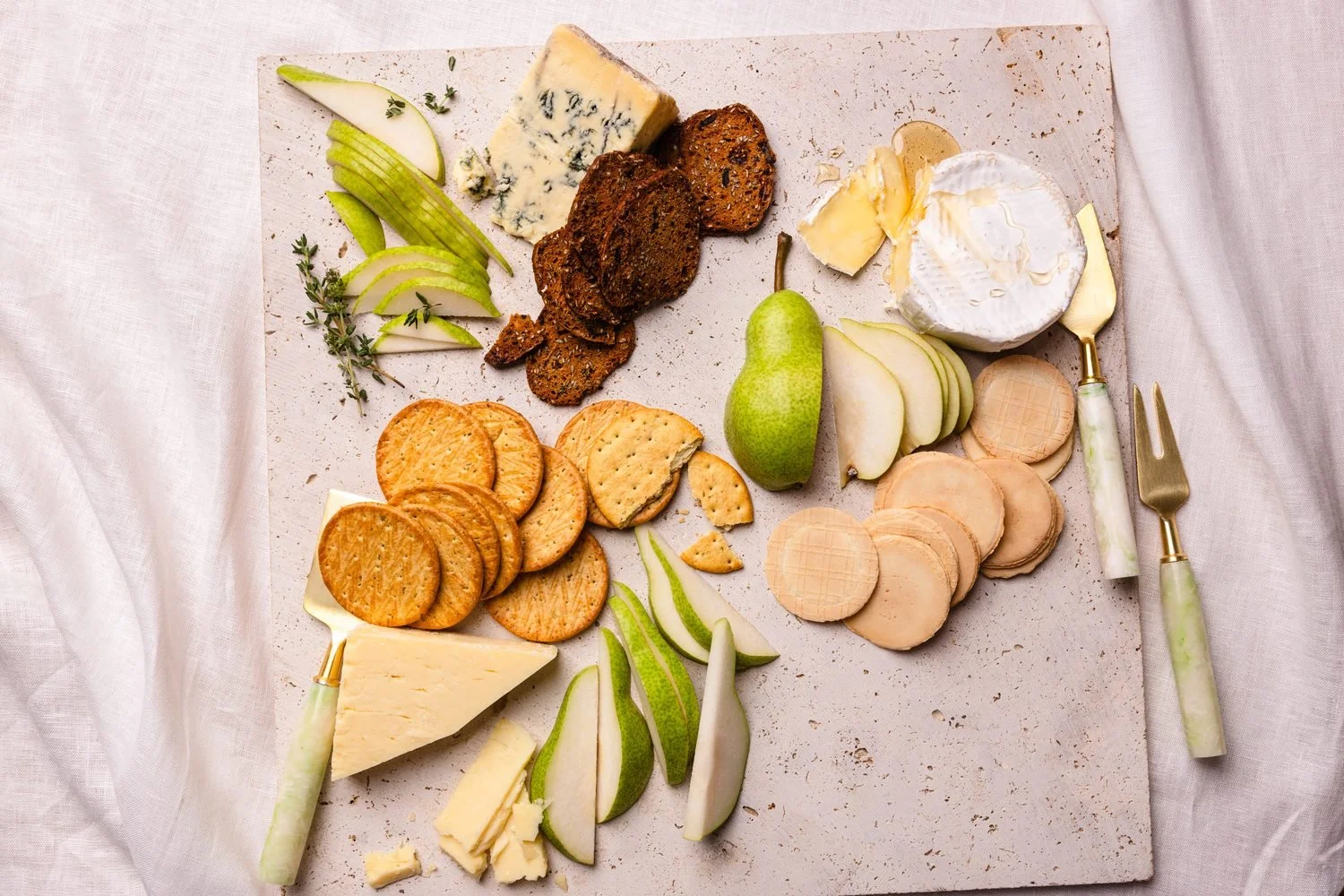 Evergreen pear cheese board