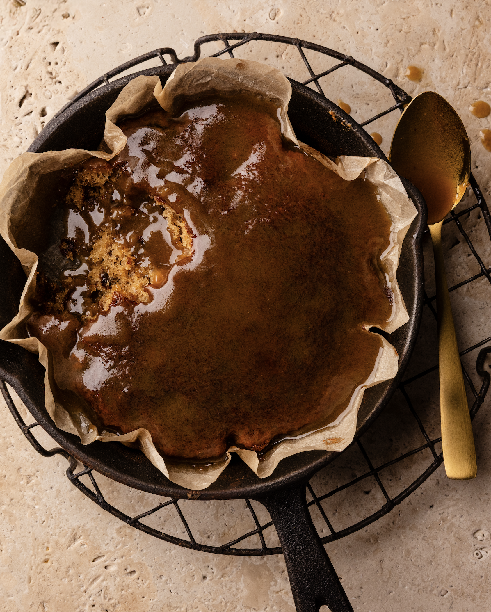 single serve sticky date pudding with toffee sauce.