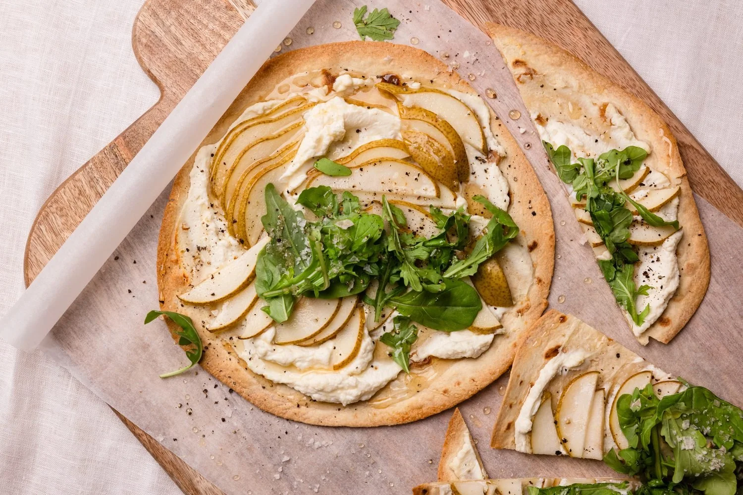 Pear, ricotta & hot honey flatbread