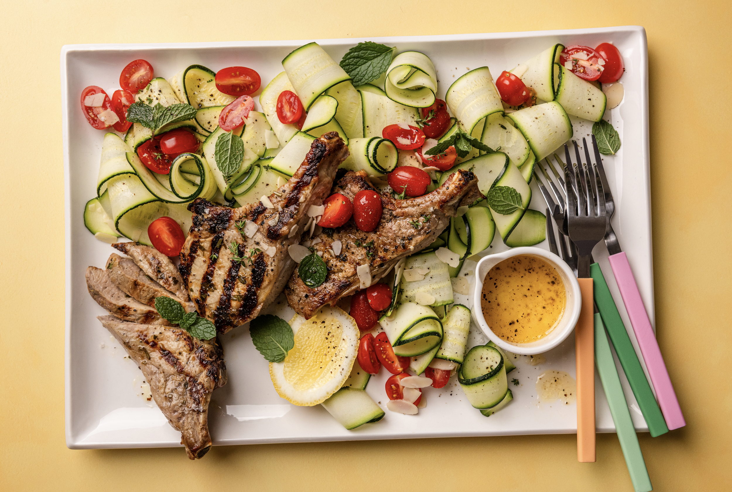summer lemon & herb bbq pork cutlets.