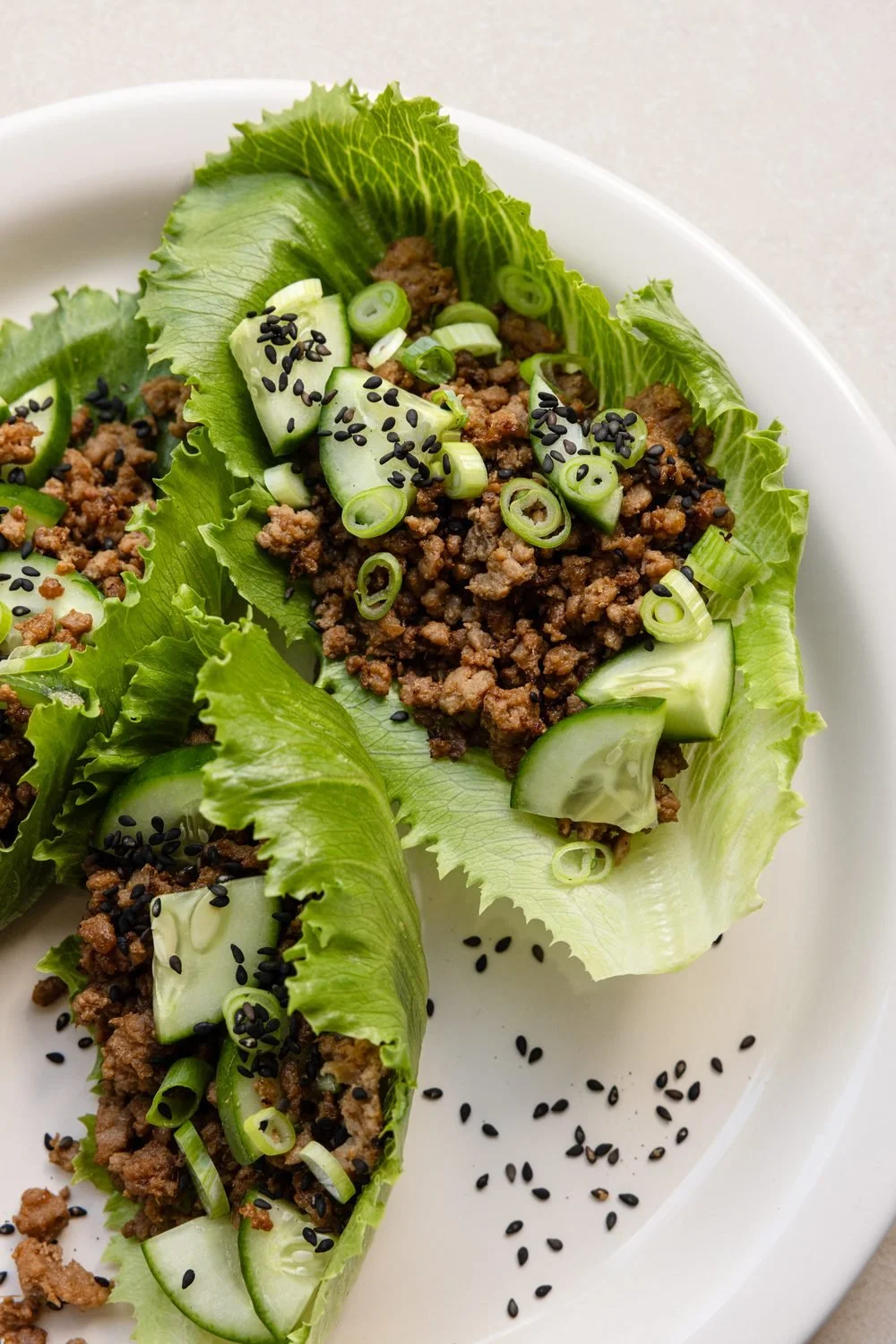 caramelised pork mince lettuce cups.