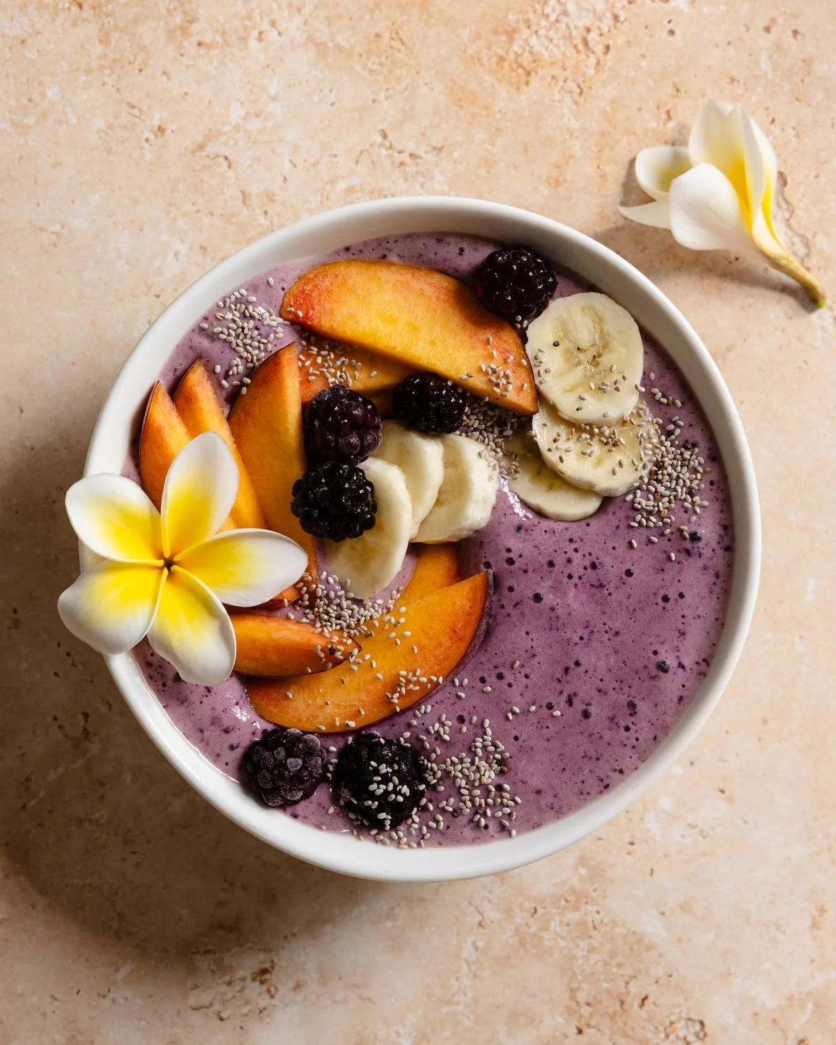 High-protein berry sweet potato smoothie bowl