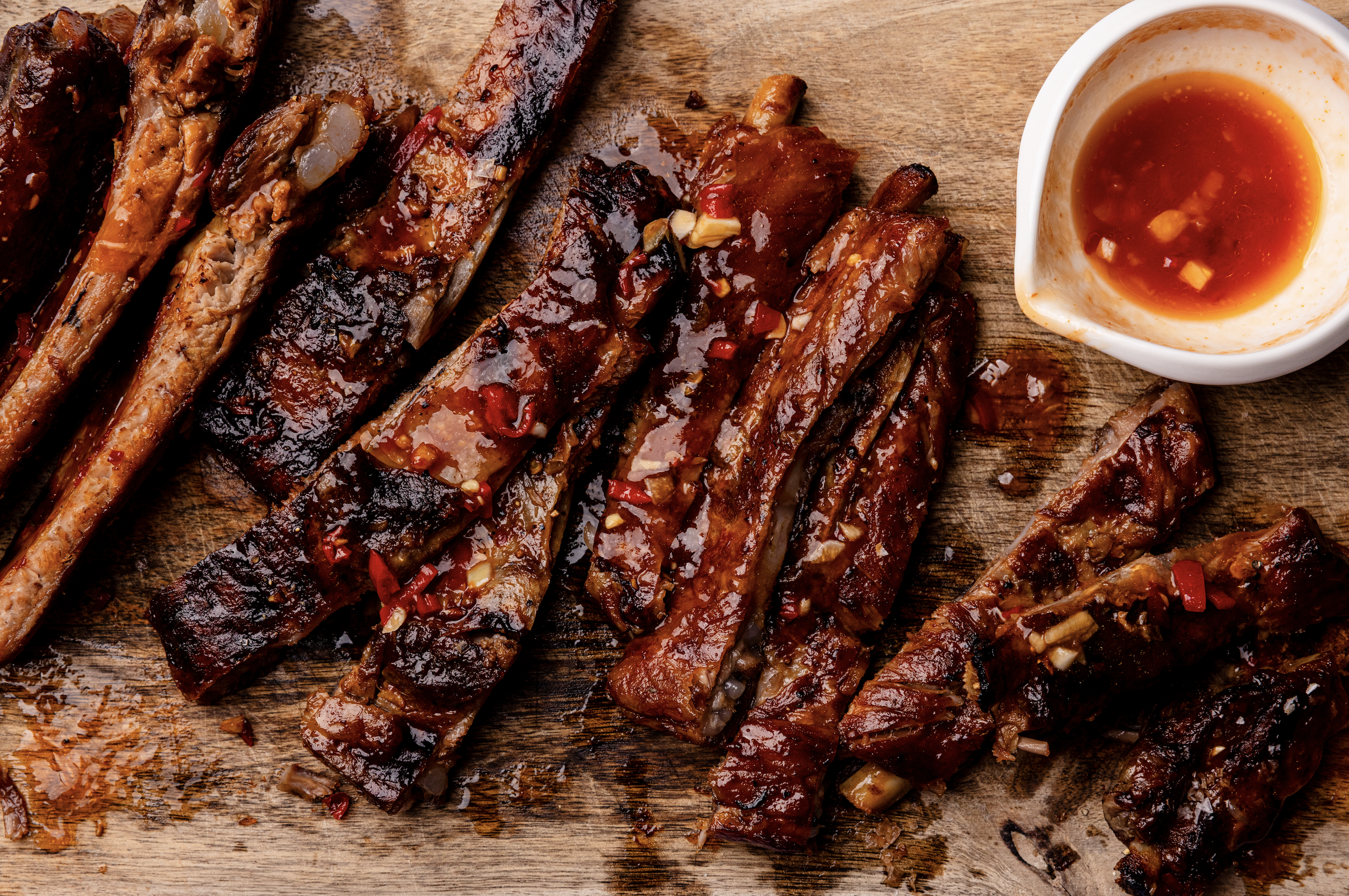 chilli, garlic & lime glazed pork ribs.