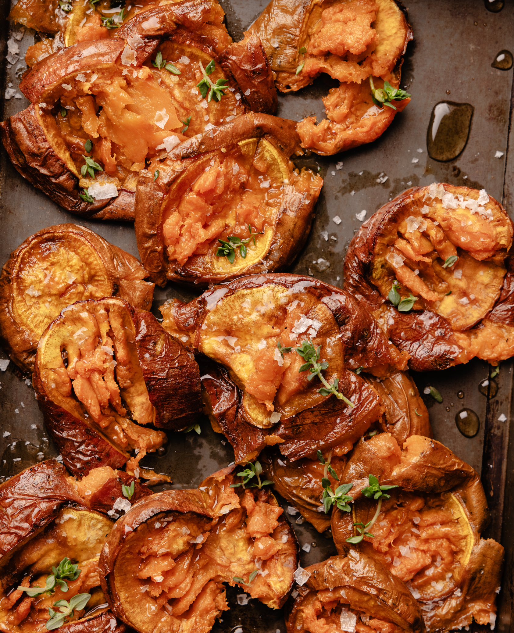 smashed sweet potatoes
