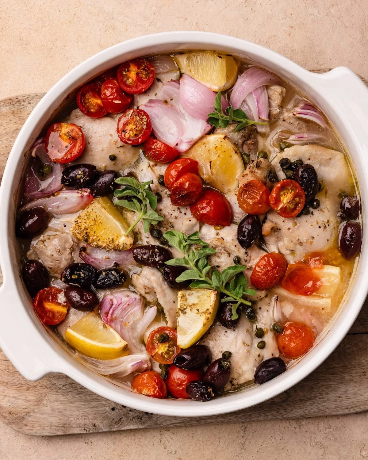 Mediterranean-style chicken traybake