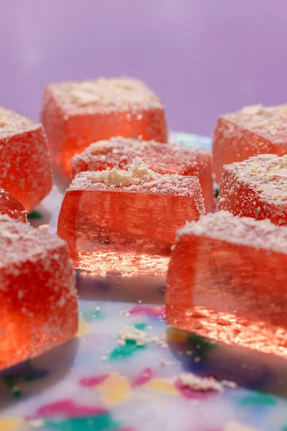 White peach coconut jelly squares