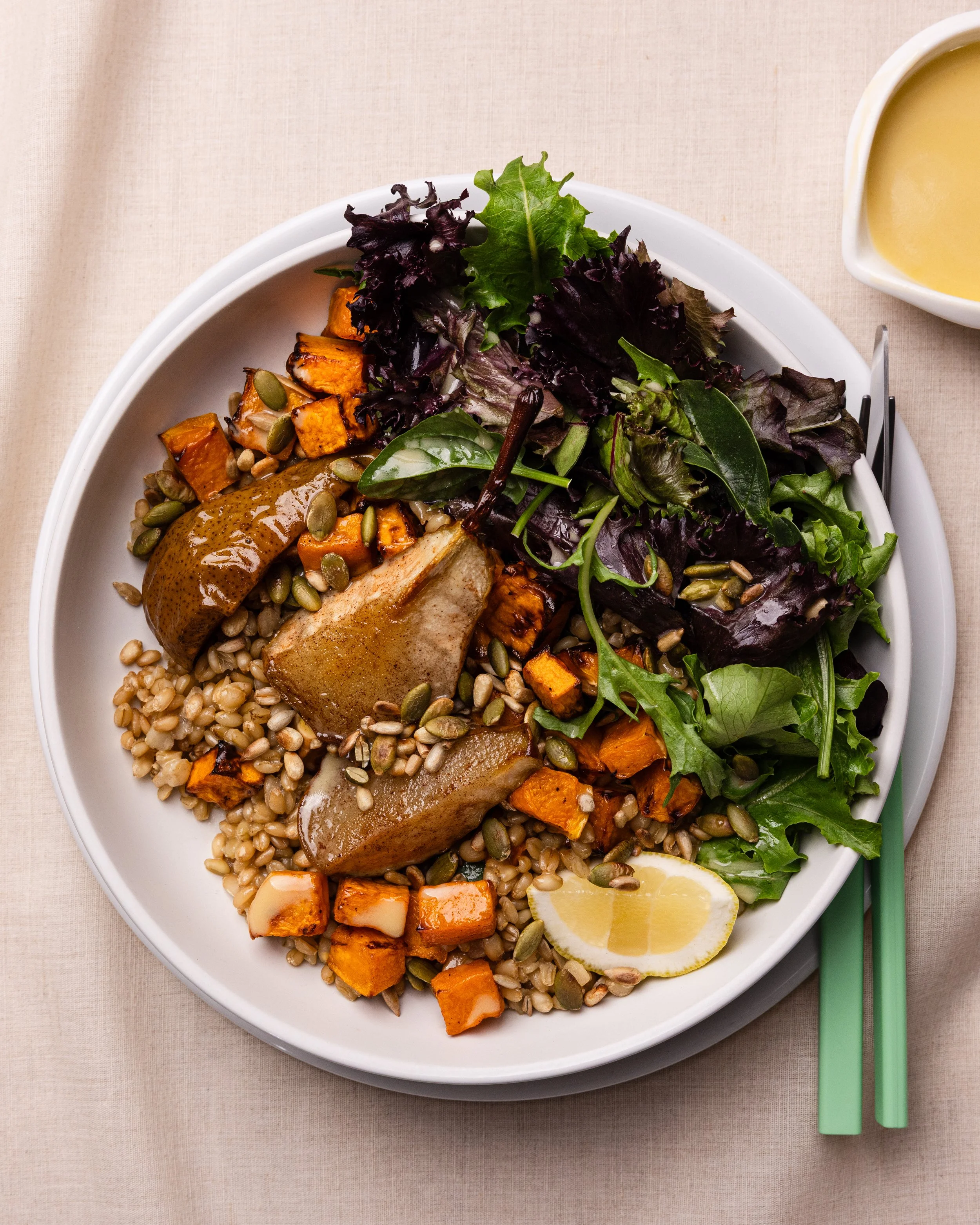 warm pumpkin pear salad