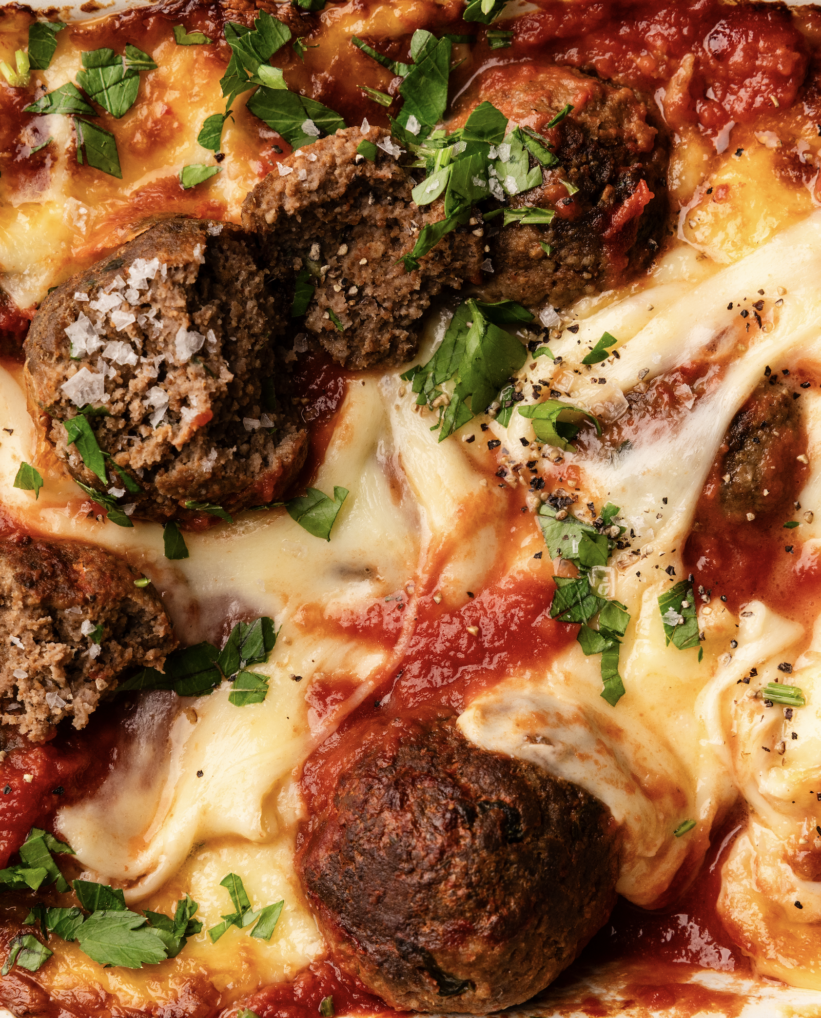 meatball & mozzarella bake.