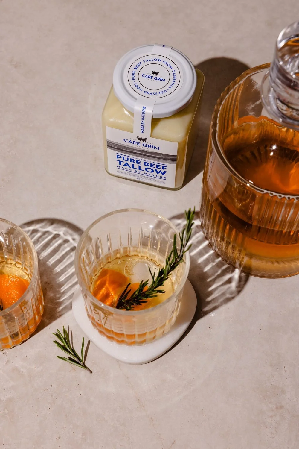 Fat-washed tallow whisky
