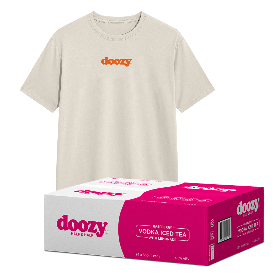 Doozy Half & Half Iced Tea & Lemonade with Raspberry 24 Pack & Doozy Tee