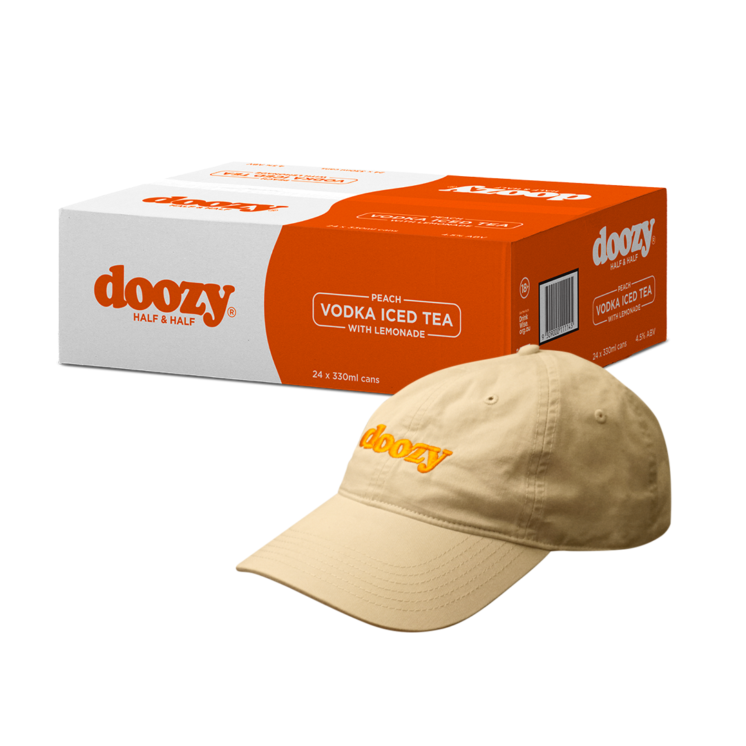 Doozy Half & Half Iced Tea & Lemonade with Peach 24 Pack & Doozy Cap