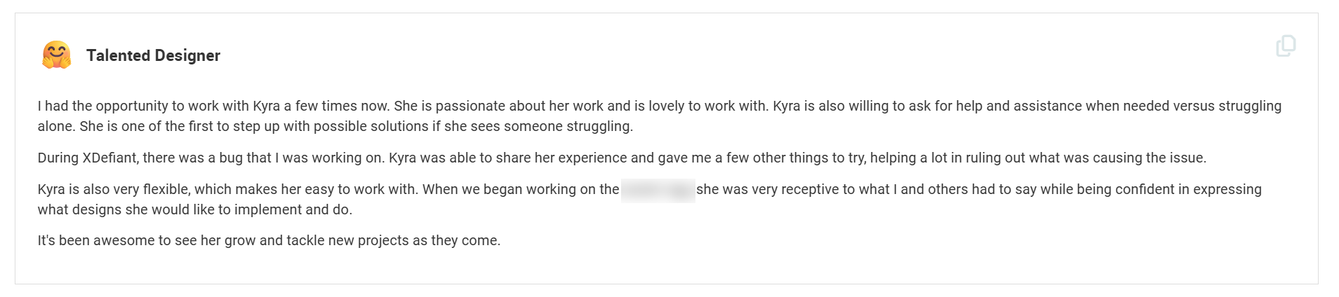 Feedback from Technical Designer at Red Storm Entertainment