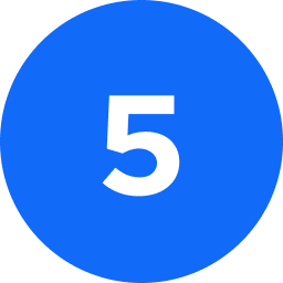 Blue circle with the number 5 in white inside