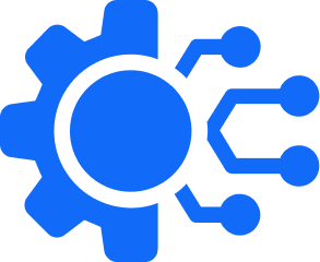 Icon of a gear gear with circuit lines indicating technology or automation.