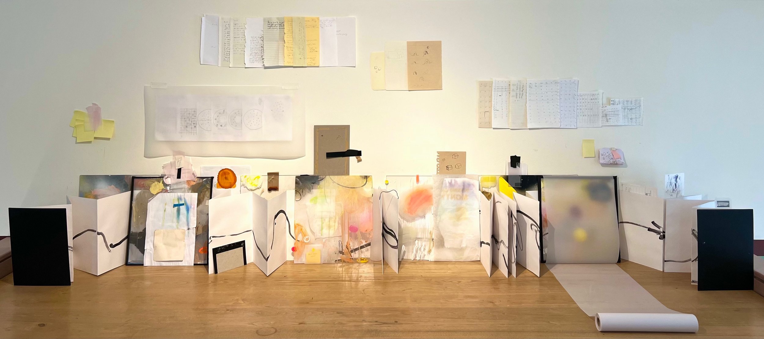 Palmipsest II (installation detail)
Medium: assemblage, collage, mixed media, Perspex artwork, pages from notebooks, tracing paper
 