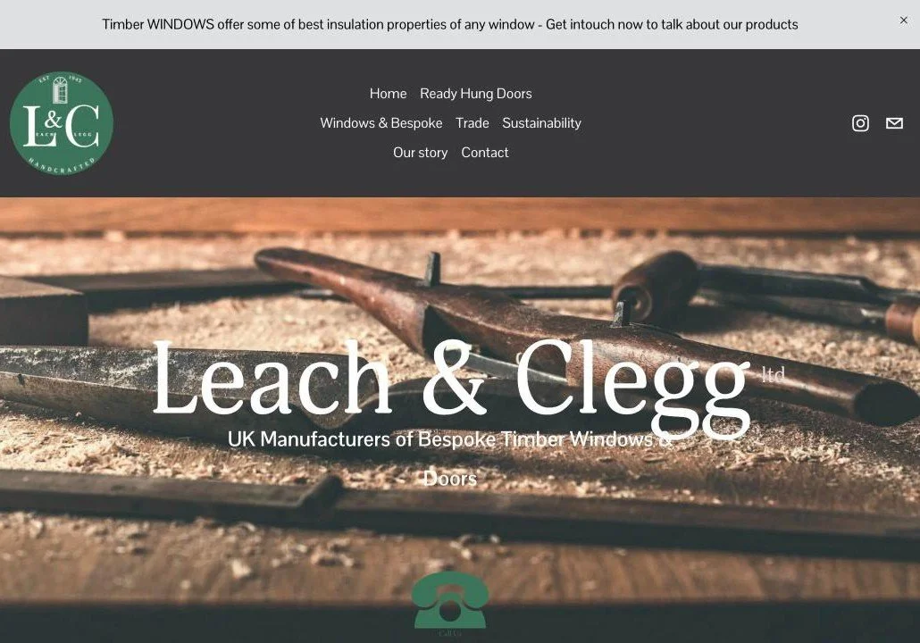 Leach & Clegg's old website homepage, before the upgrade