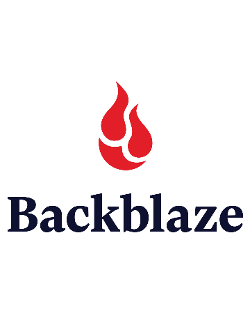Backblaze logo with red flame icon above the text "Backblaze."