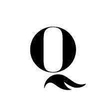 Black capital letter Q with a stylized tail on a white background.
