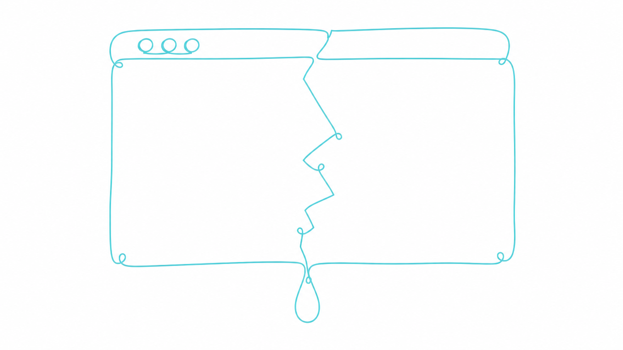 a website that looks great but doesnt convert, it's showing a screen shattered
