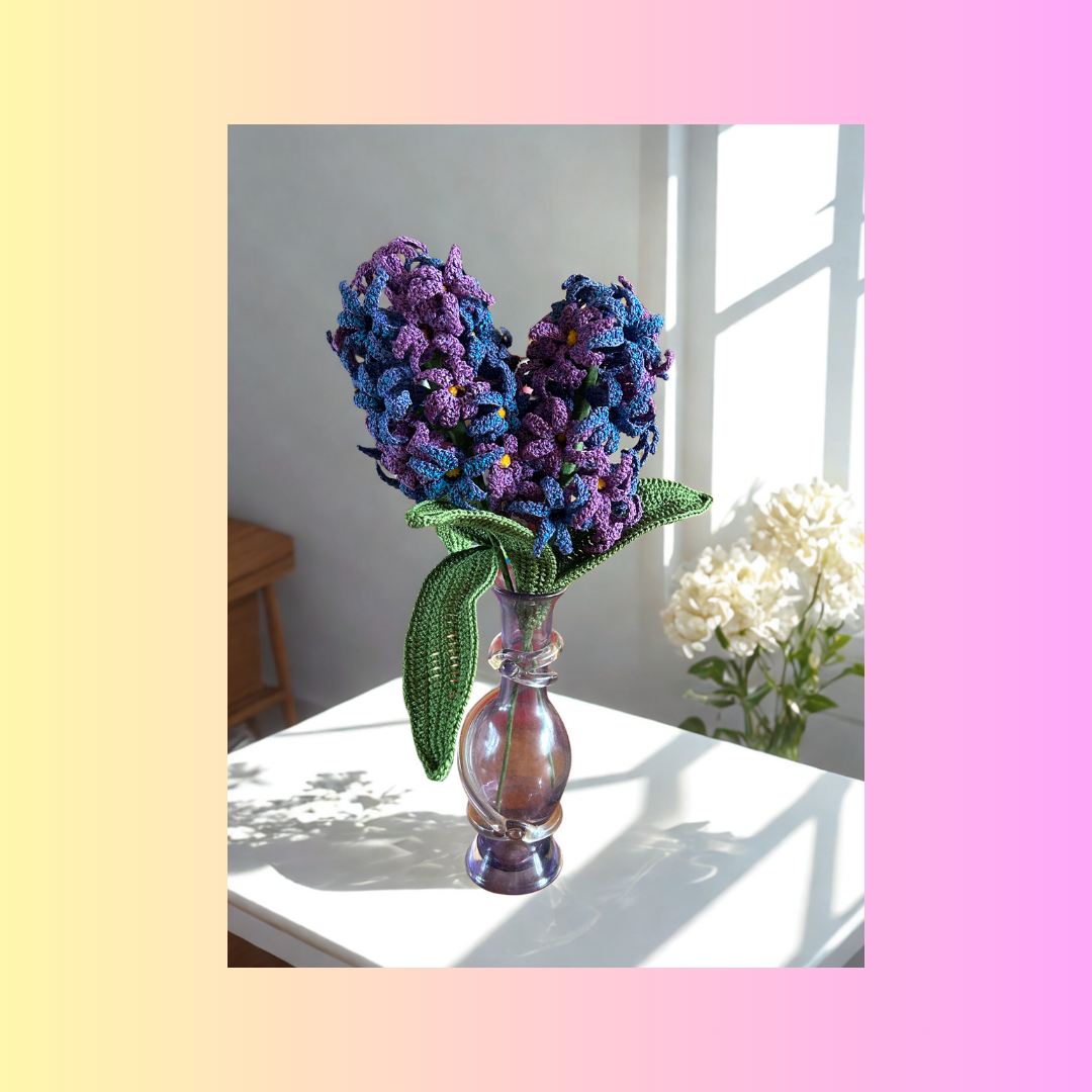 2 Hyacinths in a vase made by Rockin' Threads Creations. Available in my Esty Shop