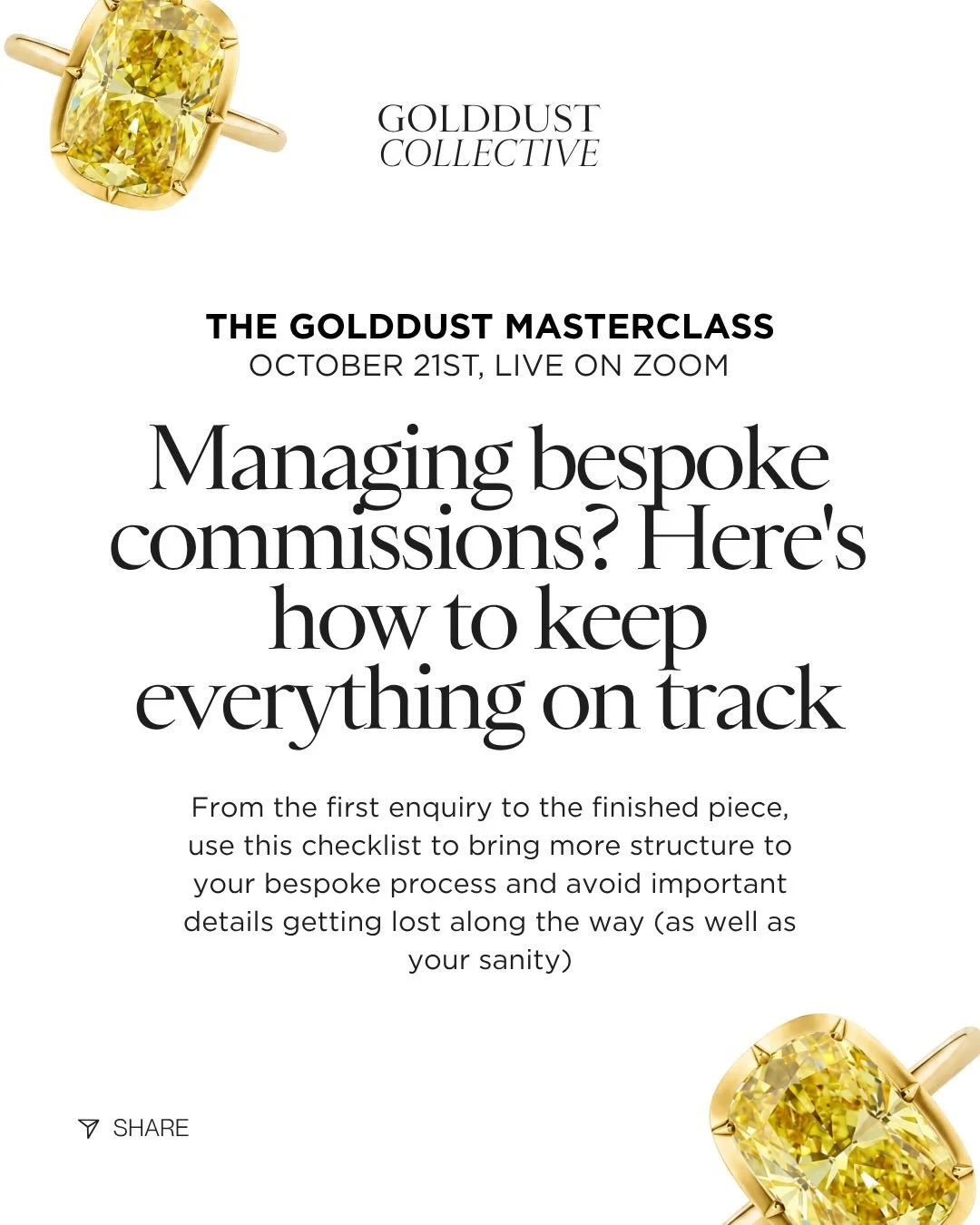 This month inside GoldDust Collective we&rsquo;re revising and refining our Bespoke commission systems 🔨 

Having a system to manage all the bespoke, remodelling and repair jobs makes EVERYTHING so much easier, and stops us getting overwhelmed with 