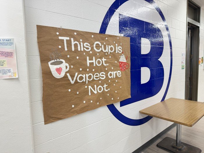 "Cocoa & Clear Lungs," by Braintree Community Partnership provided vaping resources along with hot cocoa to participating students in red clothing.