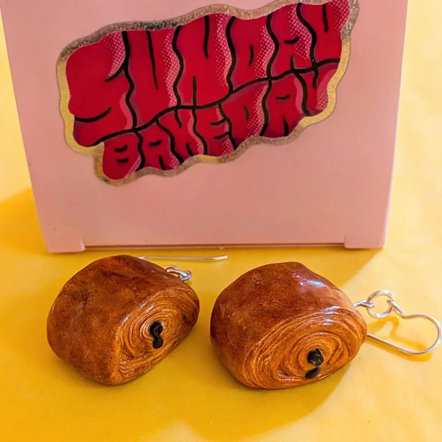 Super limited edition Sunday Bakeday x @sweet_milk_goods_gr earrings available to order with the next menu. 

4 bakeday menu classics turned into perfect little works of art that you can dangle from your ears or anything else you happen to have pierc