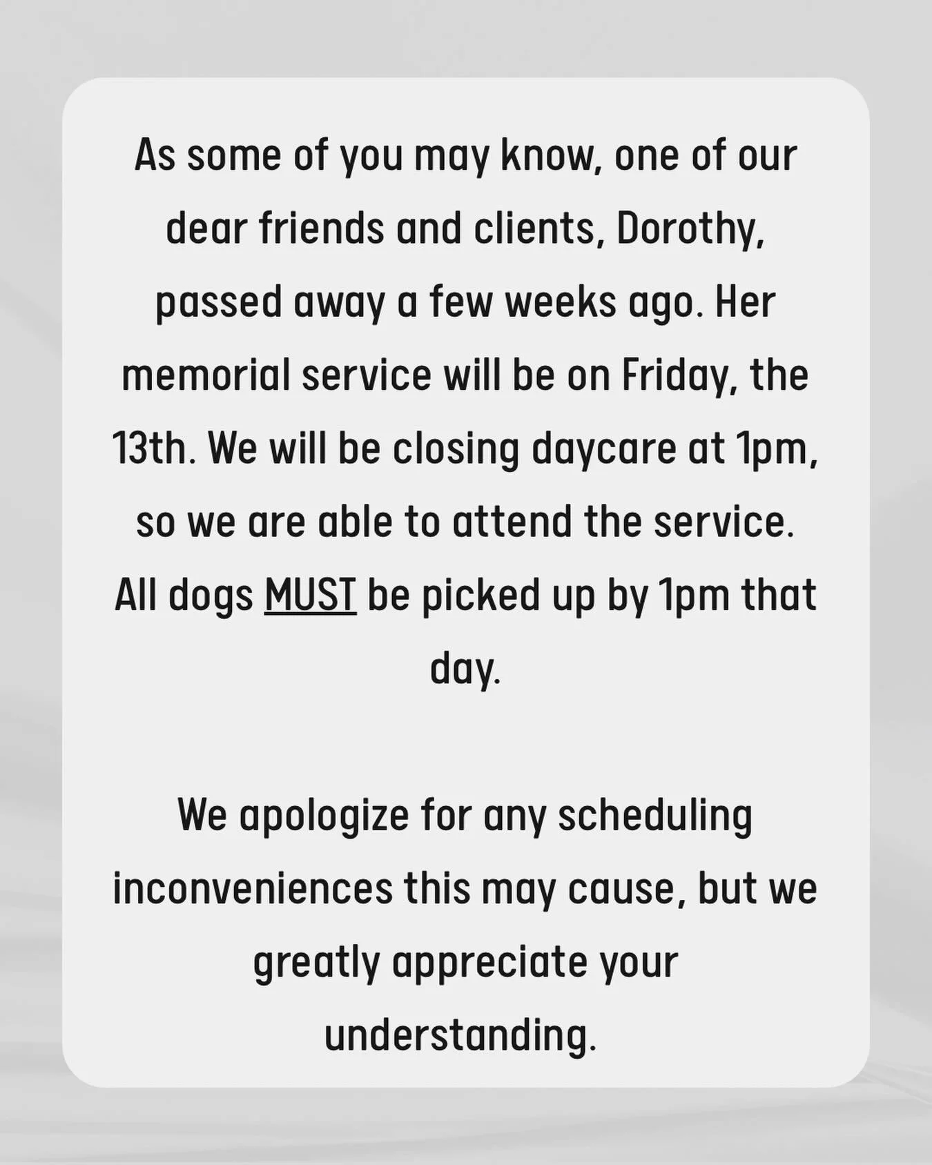 An update for Friday the 13th.

Please reach out with any questions!