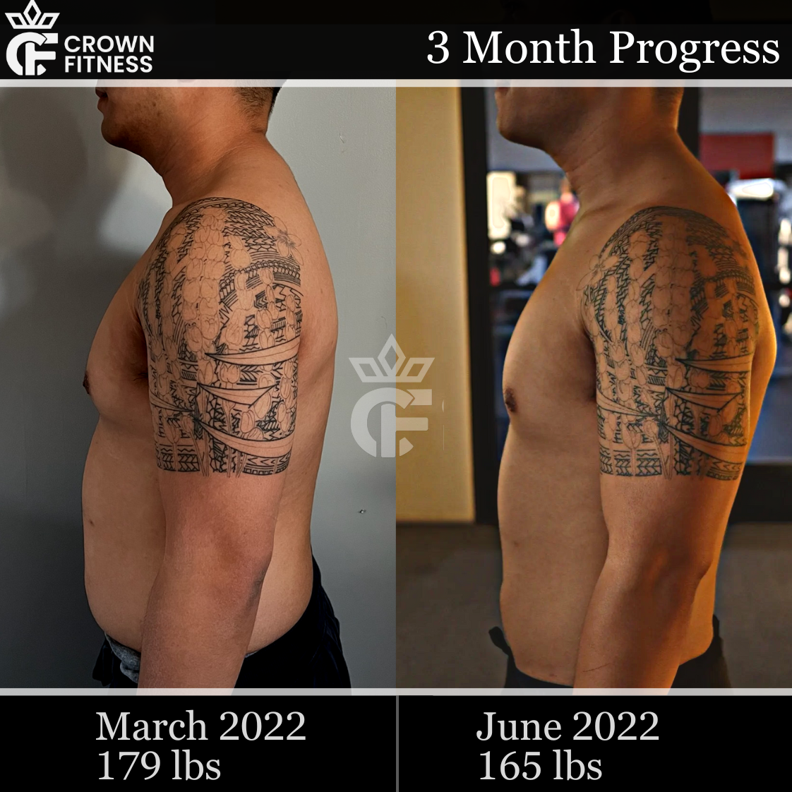 Amazing fitness transformation by a Crown Fitness client in Anaheim. Our personal training services helped this client achieve their goals and reach their full potential. Sign up today to start your own fitness journey!