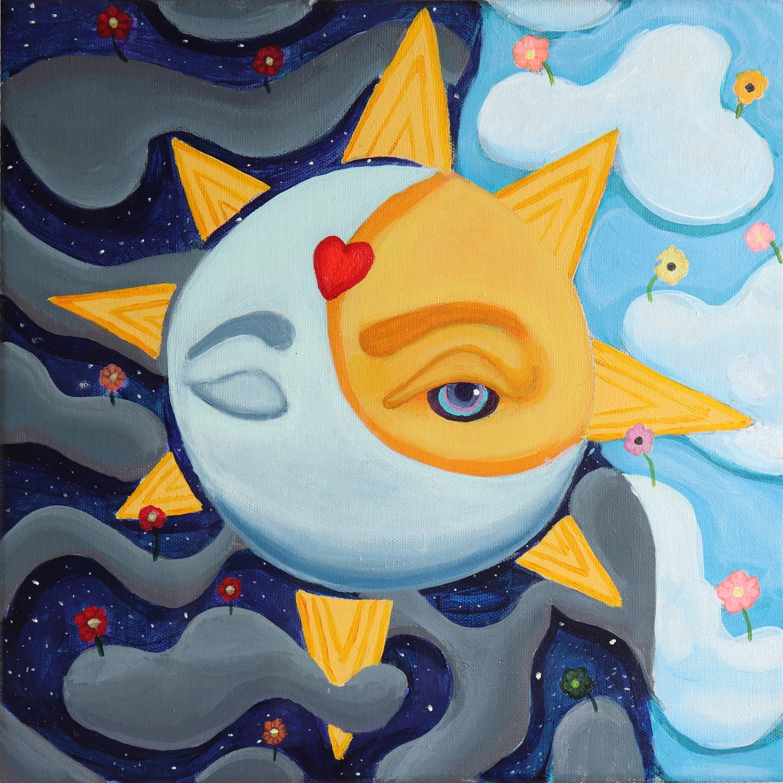 Distant Lovers, acrylic 16x16