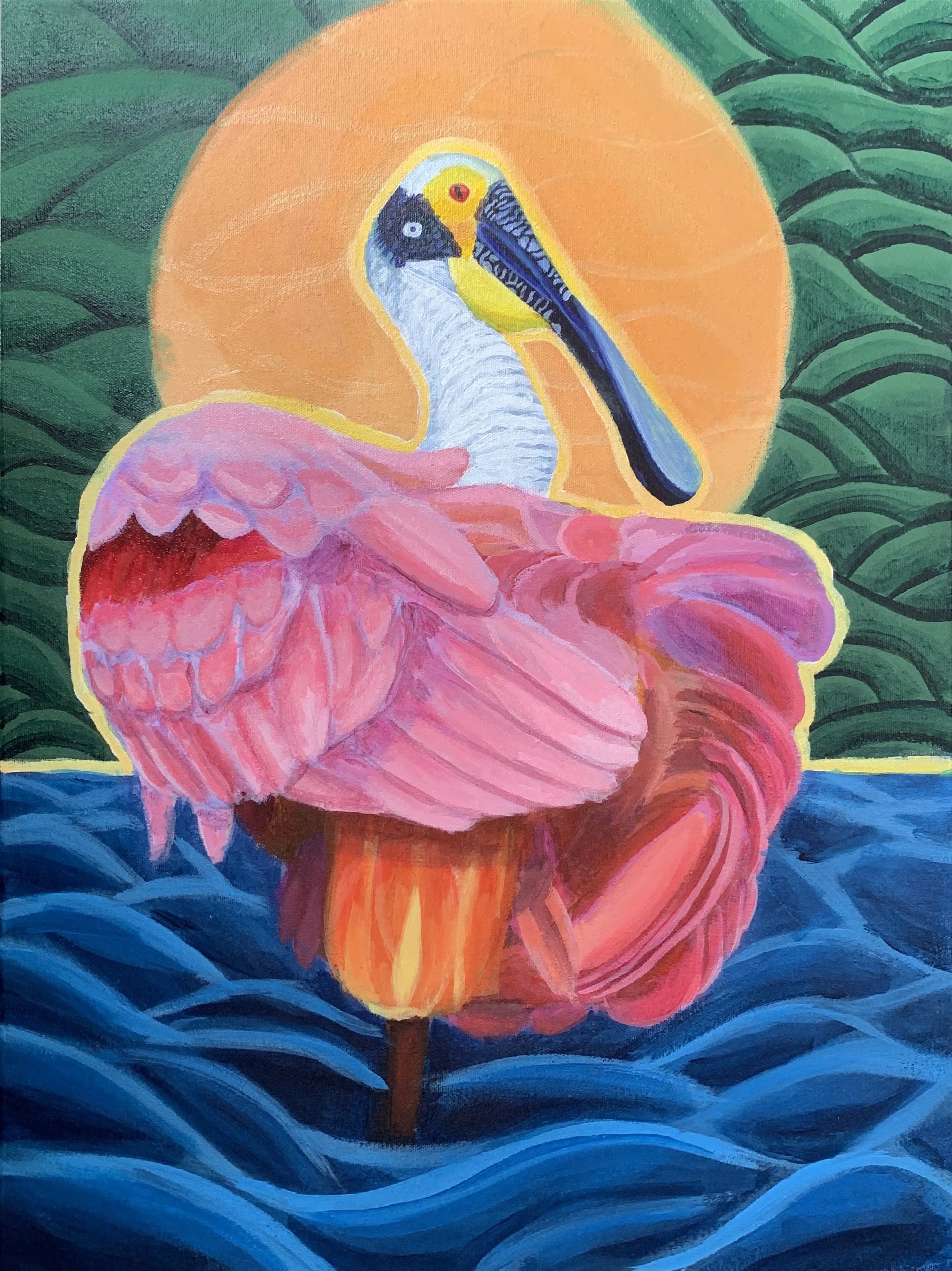 Not a Flamingo, acrylic 18x24
