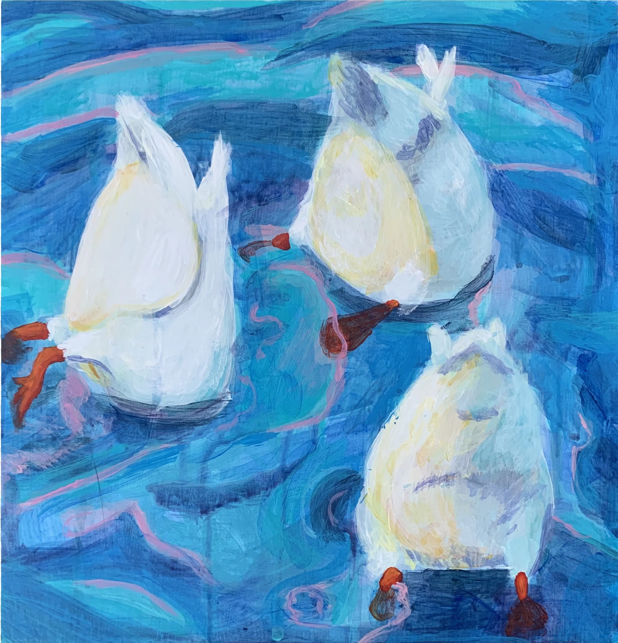 Ducks in a Row, acrylic 8x8