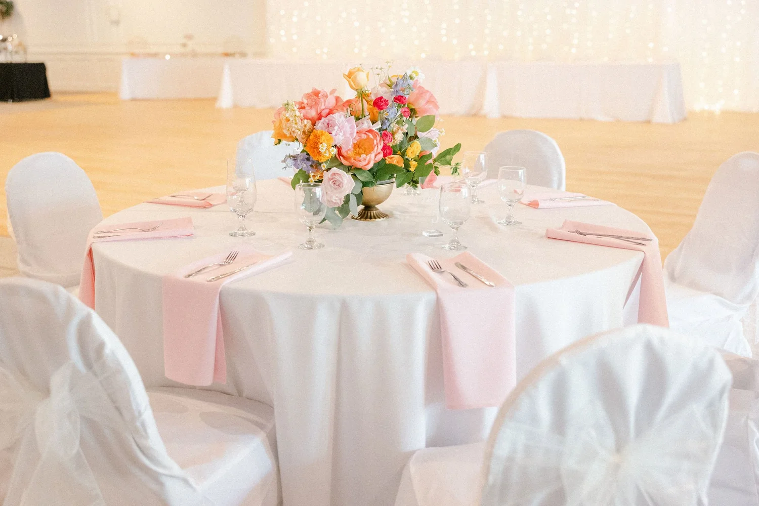 The Gallery set for a wedding reception at Holland Gardens