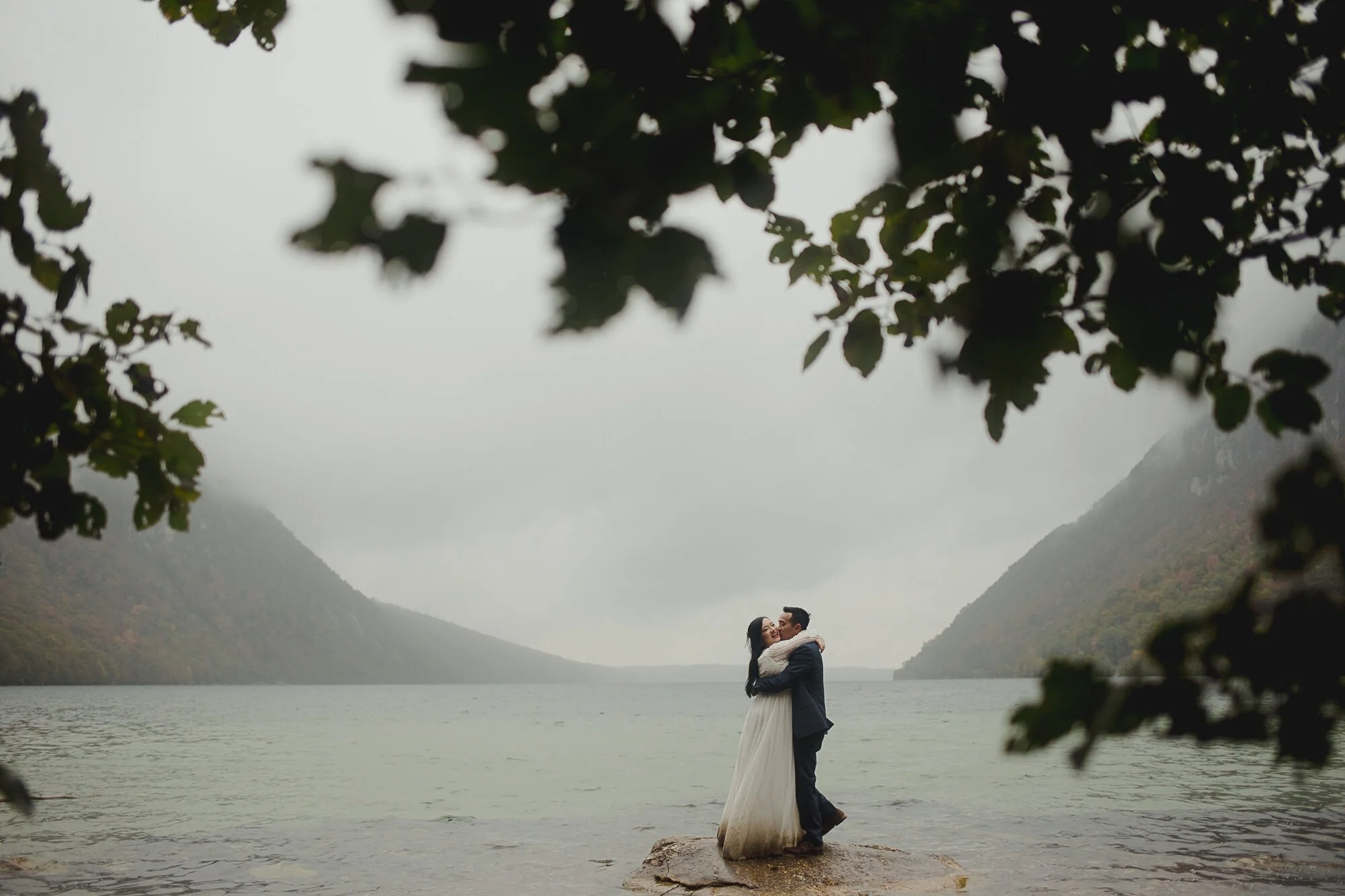 Mickie and Jimmy's Foggy, Family-Inclusive Elopement at Lake Willoughby in Westmore, Vermont