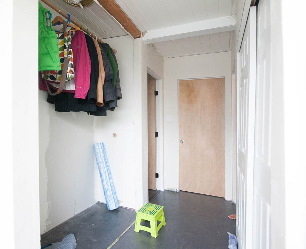 Here's where we started. It used to be a closet, then previous owners closed it up, then we opened it back up.
