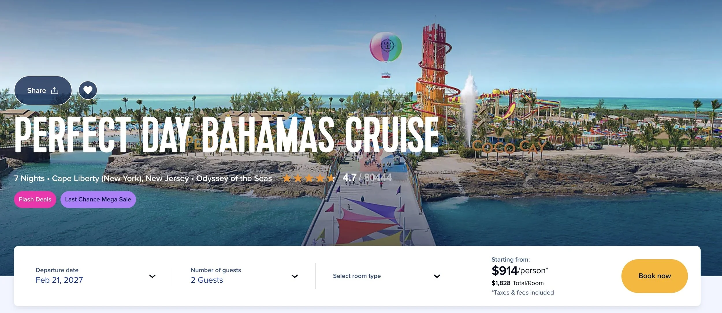 7 -Night Perfect Day Bahamas Cruise February 15-22, 2026 Odyssey of the Seas Cape Liberty, NJ Roundtrip