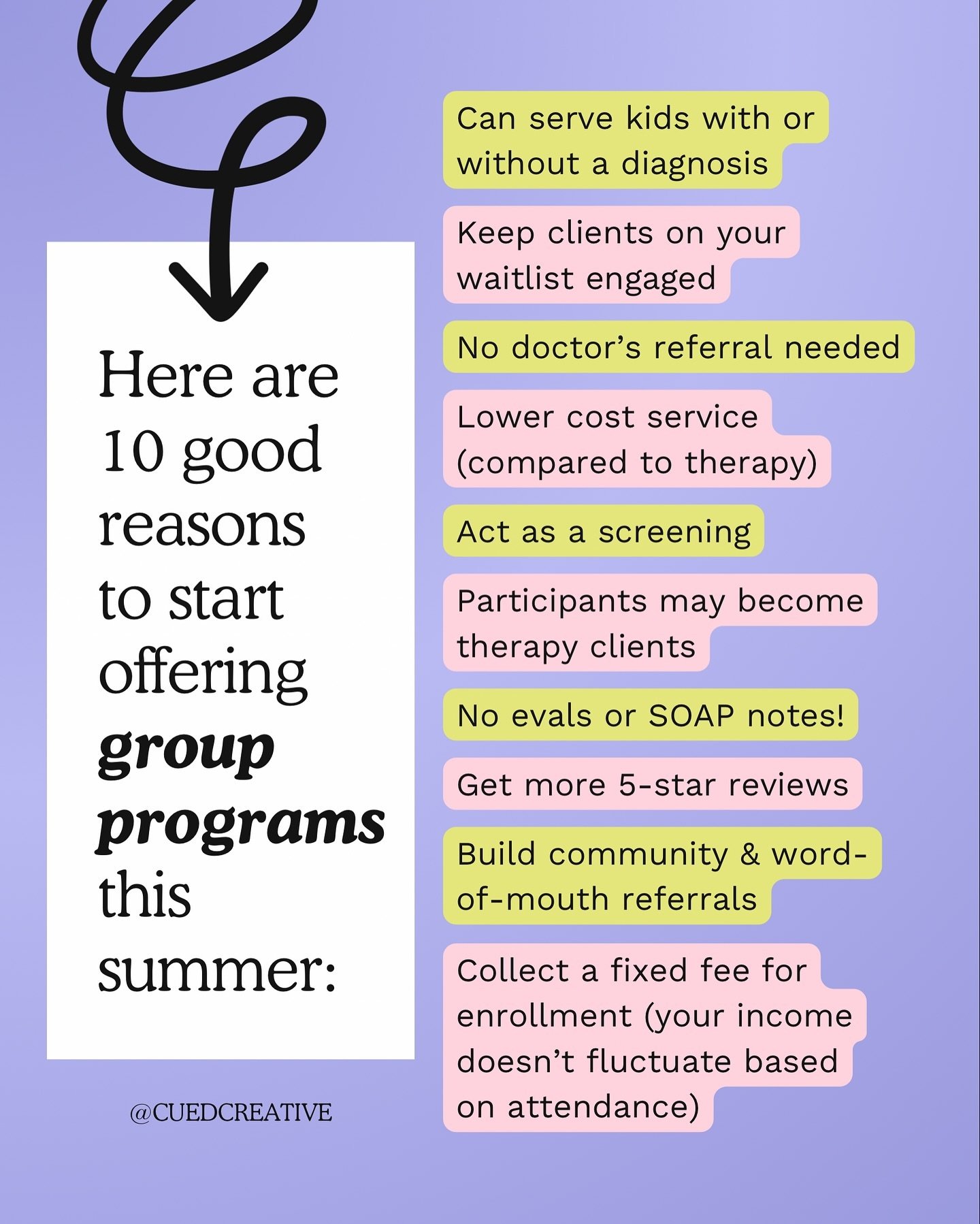 Can&rsquo;t deny it, those are some very good reasons to add groups or camps to your private practice. 

Or if you&rsquo;re a school-based therapist, this is a great side hustle to bring in extra money over the summer. 

Our groups course is going to