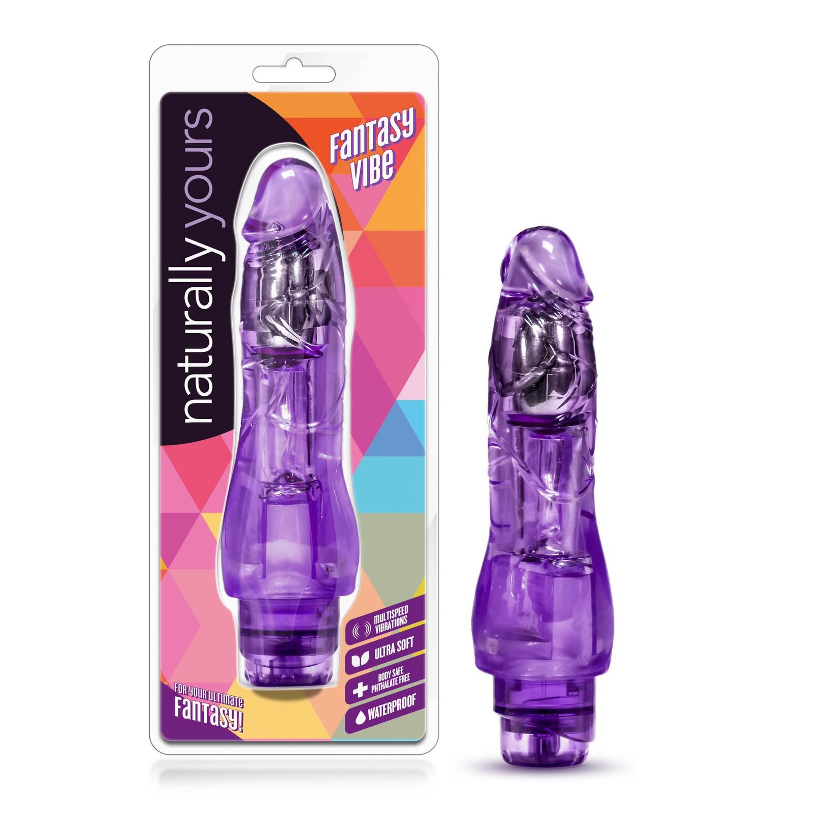 Naturally Yours Fantasy Vibrating Dildo 8.5in - Purple2.jpeg
