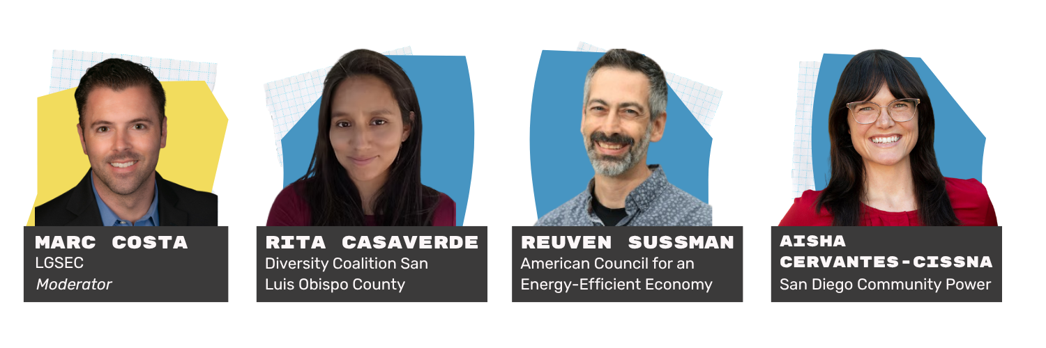 Portraits of Marc Costa, Rita Casaverde, Reuven Sussman, and Aisha Cervantes-Cissna, the CalREN Forum panelists.