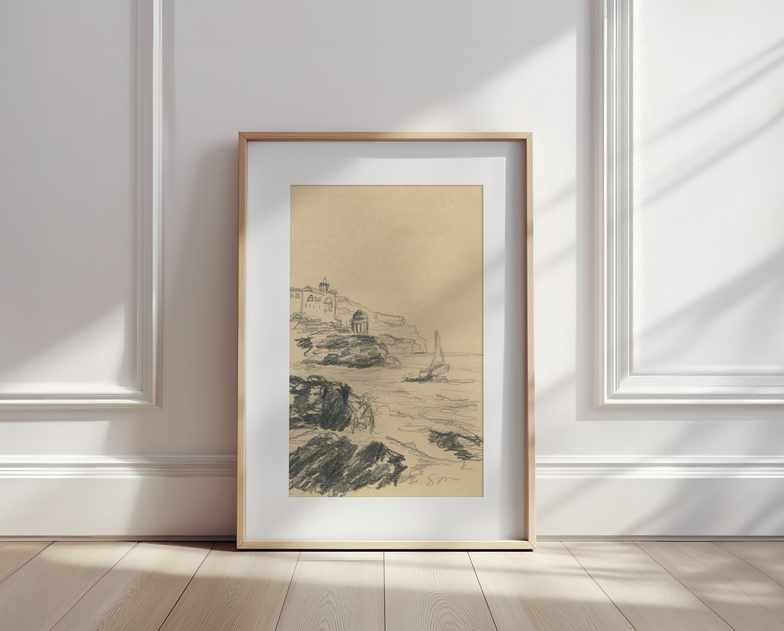 amalfi zeichnung - frame with mat.jpg