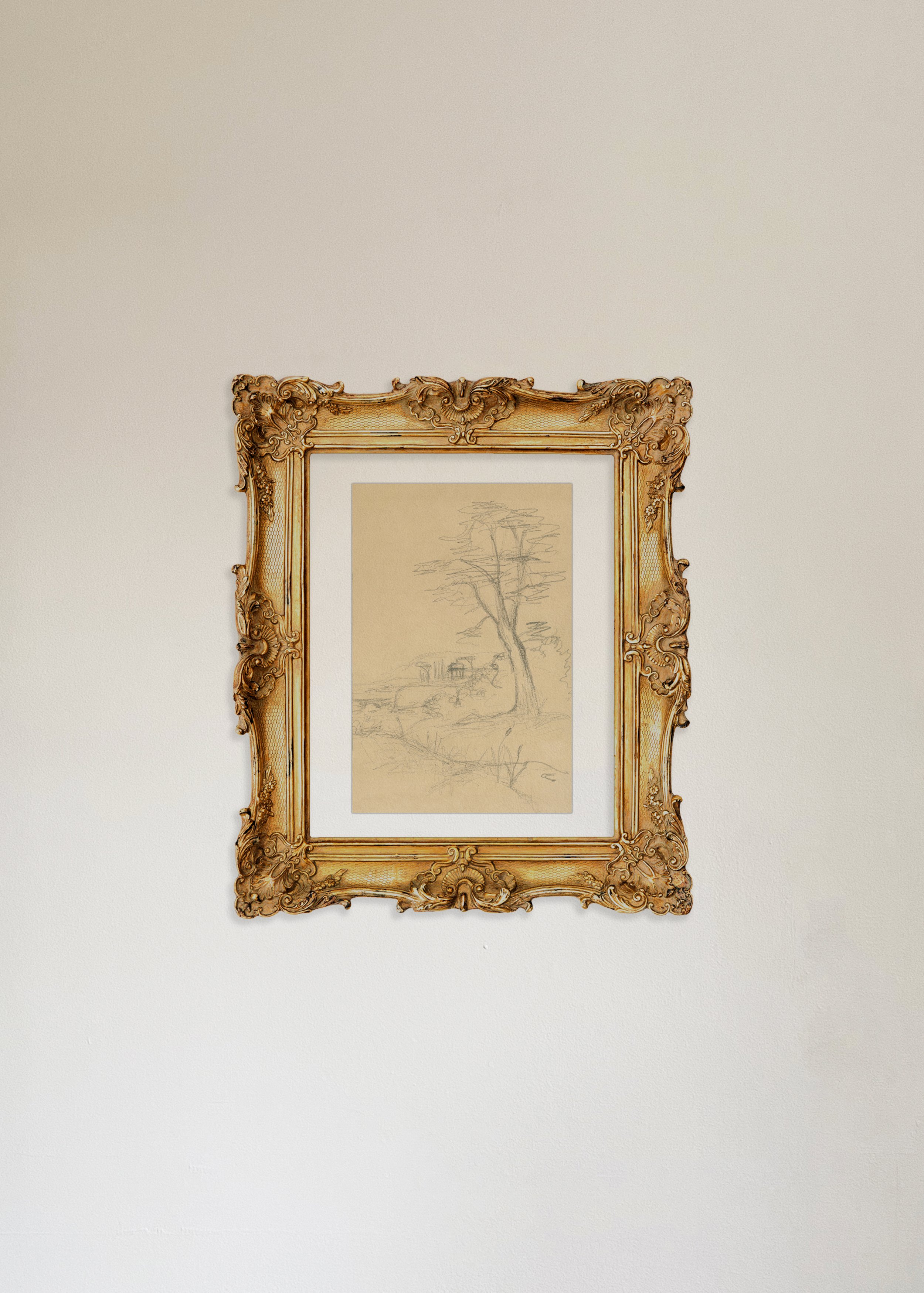 Cedar Zeichnung No.2 gilded frame.jpg